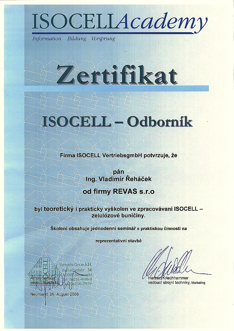 Certifikát ISOCELL
